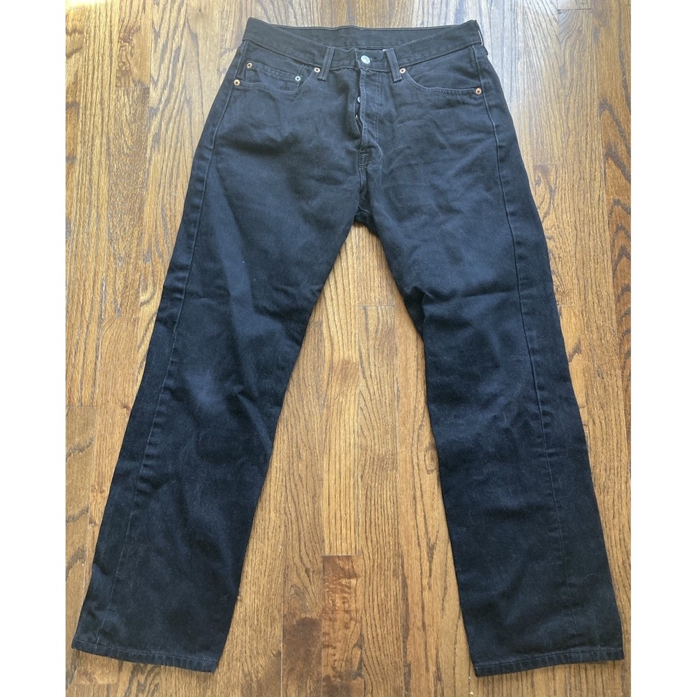 Vintage Levis 501 Jeans Mens 33x32 (fits 31x31) Black Button Fly Straight Leg